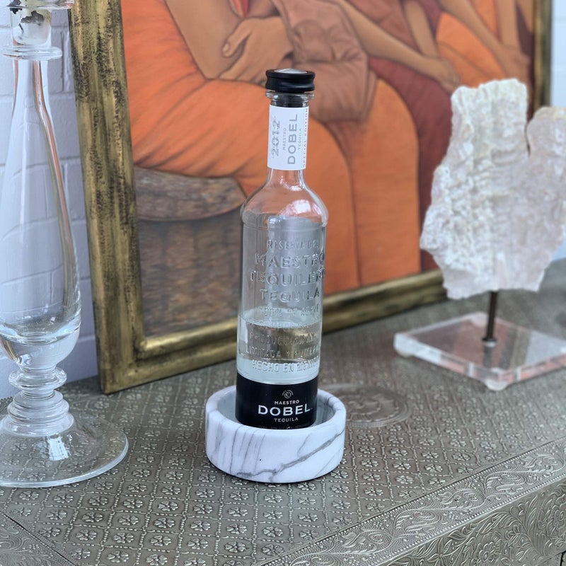 Fox Run White Marble Wine Bottle and Glass Stand, 5 x 5 x 2 inches - Image 4